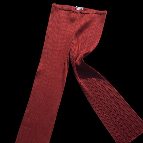 PLEATS PLEASE Issey Miyake Women's Maroon Dark Red Pants Pleated Size 4 S M L - Picture 1 of 9